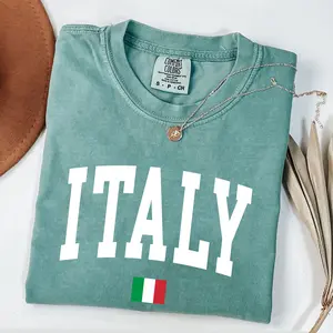 Comfort Colors Italy Shirt, Vintage Apparel Women Clothing Vacation Trip Gift Flag