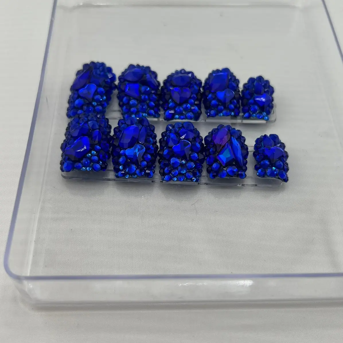 Royal Blue Rhinestone Press ONs  (short)