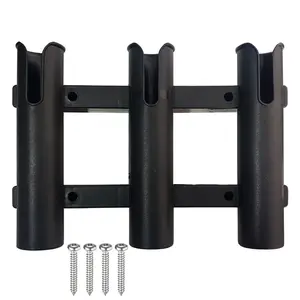 Wall Mounted Fishing Rod Holder for Boat, Side Mount Holder Tube Links with Screws Fishing Rod Holder Rack 3 Pole Tubes for Truck Fishing Pole Holders