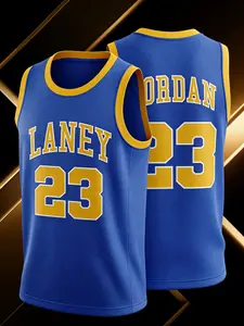 Men's Letter & Number Embroidery Basketball Jersey, Loose Casual Breathable Basketball Vest, Basketball Clothing for Sports Training Competition, Sports Top