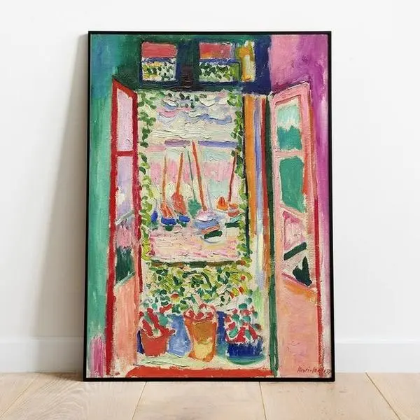 Matisse , Open Window Collioure Exhibition Art Poster Vintage Print , Borderless version , Ideal Home Decor or Gift