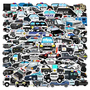 Police Car Series Sticker, 60pcs/set Waterproof Decorative Sticker, DIY Creative Decals for Phone Case, Laptop, Notebook, Helmet, Skateboard
