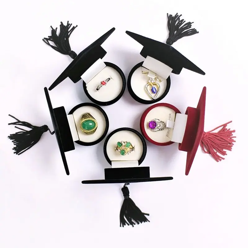 Graduation Gift Box Set, Graduation Favor Box, Grad Cap Ring Earring Jewelry Case, Commemorative Wedding Proposal Badge Medal, Perfect for Celebrations & Gifts