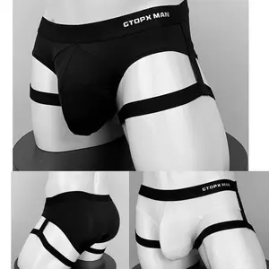 CTOPX MAN Men's Sexy Jock Strap Personalized Thong Underwear Ice Silk Strap Men U Convex Bag Fun Brief Underwear Black boxers Breathable men's underwear Menswear Stylish