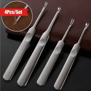4pcs/set U+V Shaped Leather Stitching Skiving Handmade Groover Punching Tool Kit Leathercraft Hole Puncher Edge Beveler Tool Kit