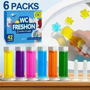 Toilet Gel Stamp, 6 tubes/84 Toilet Stamps,Toilet Bowl Stamp Gel, Toilet Gel Refills, Toilet Refresh Flower