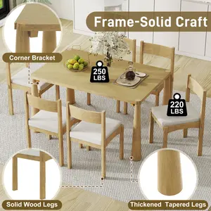 [SOIYELIFE]  7-Piece Retro Dining Table Set for 6, Wood Dining Table Set for 6 with Upholstered Chairs for kitchen & Dining Room (Natural Wood Wash) Cool furniture