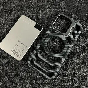 Soomman Ultra-Thin Heat Dissipation Frameless Carbon Fiber Pattern Ip16promax Magnetic Suction Phone Case Ip15pro Advanced with 0.3mm Technology & Nano-Microporous Air Absorption Layer