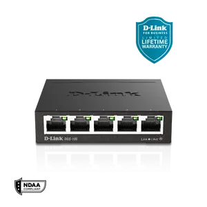 D-Link DGS-105 5-Port Gigabit Ethernet Switch Unmanaged Plug-&-Play Network Splitter Silent Fanless Metal Desktop/Wall-Mount QoS IEEE802.3az Energy-Saving Limited Lifetime Warranty