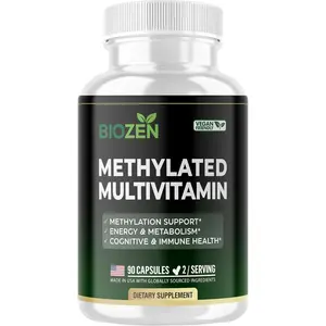 Methylated Multivitamin for Men & Women - Methylated B Complex with Trimethylglycine (TMG) & Methylfolate - Vitamin B12,B9,B6,B2, Supports Wellness, Energy & Immune Health, 90 Veggie Capsules BIOZEN