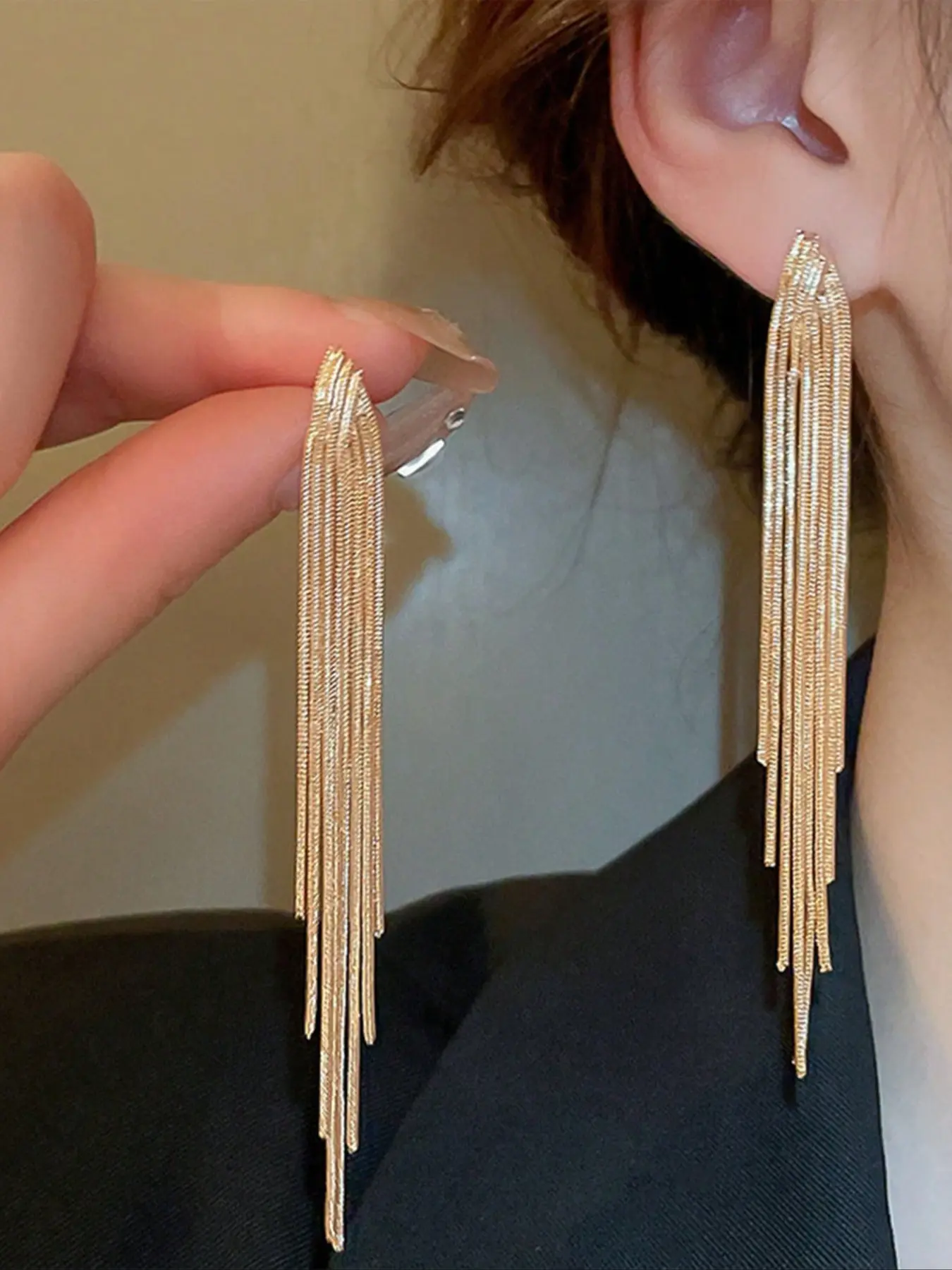 Fashion Luxurious Long Tassel Earrings, Dangle Earrings, Dangling Earrings, Suitable for Daily Wear, Evening Parties, Ballroom, Gift, Elegant Copper Chain, Stylish Jewelry, Trendy Jewelry, High Quality Earrings