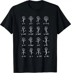 100% Cotton Funny Math Stick Figures Doing Functions T Shirt T-Shirt