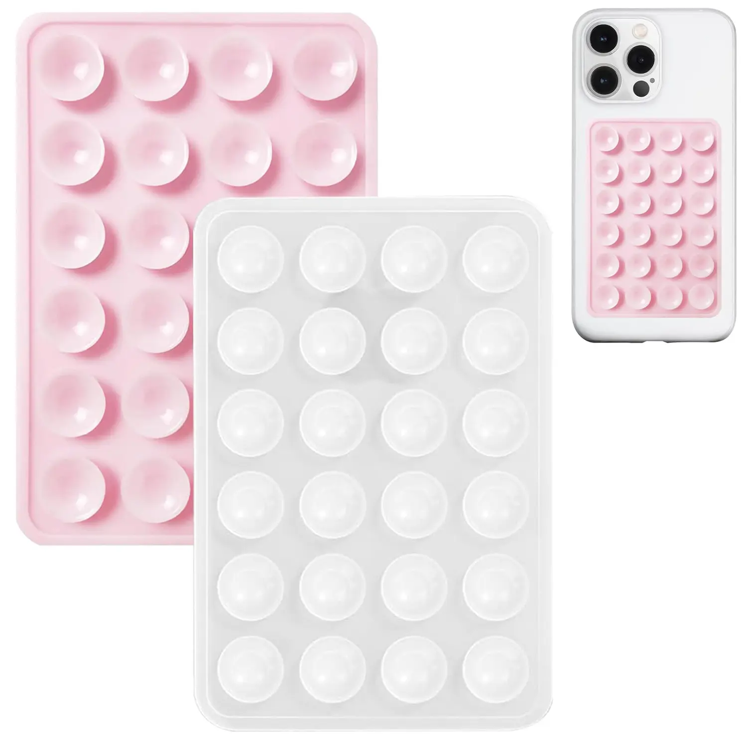 2PCS silicone suction phone case mount, non-slip suction cup phone mount,  phone  holder for  and videos, silicone adhesive phone stand sticky for cell phones/smartphones