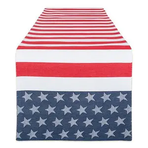 Design Imports Stars and Stripe 14" x 72" Jacquard Table Runner