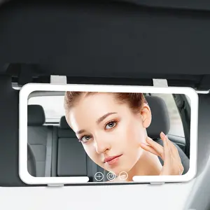 Car Sun Visor Makeup Mirror, LED Touch Screen Adjustable Brightness Auto Interior Makeup HD Mirror, Rechargeable Vanity Mirror,girly car accessories,car stuff