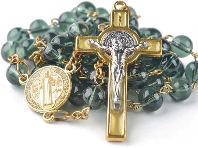 Rosary Beads Catholic for Women - Rosary Necklace for Women with Pearl Beads - Medal Cross Saint Benedict Rosary for Men - Rosarios Catolicos for Christmas Gift