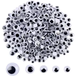500 count 6mm -12mm Black Wiggle Googly Eyes with Self-Adhesive Backs for DIY Crafts Doll Making Sewing Supplies