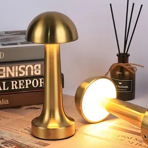 Rechargeable Mushroom LED Table Lamp, Metal Touch LED Night Lights, Stepless Dimming LED Lights Bedroom, Decoration Light for Bar Coffee Table Restaurant Desk Bedroom Christmas Gift