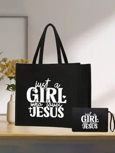 Lightweight tote bag, Casual commuter bag, Casual trendy bag, with matching cosmetic bag, made of waterproof easy-to-clean fabric, featuring pockets, suitable for shopping, travel, beach, Women's large-capacity linen tote