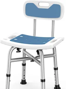 Shower Chair for Inside Shower, 500lbs Heavy Duty Bath Chair for Bathtub with Back, 5 Mins Installation Without Tools, 5 Adjustable Height(15.3"-19.5"), Shower Stool for Elderly and Disabled