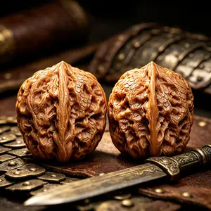 General's Shoulder Walnut Balls – Raw Unprocessed Chinese Hand Massage Collectible, Warrior Heirloom Patina Portable Stress Relief