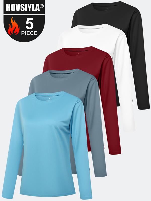 5 Pack Women Long Sleeve Shirts Running  Casual Tops  Workout Hiking T Shirts for Quick-Dry  Athletic shirts women
