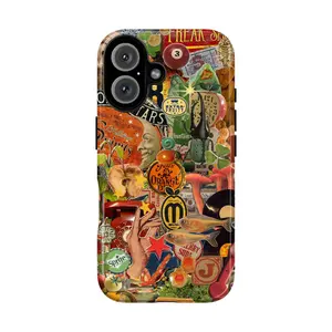 Vintage Retro Collage Phone Case| Colorful Mixed Media Art with Classic Ads & Nostalgic Graphics| Compatible with iPhone 17 Pro Max 17 Air 17Pro 16 15 14 13 12 11 Pro Max & Samsung Galaxy S21 to S24| Unique Protective Cover Gift for Art & Retro Lovers