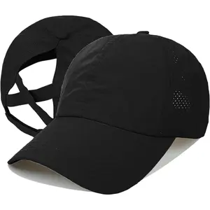 Women's Adjustable Ponytail Baseball Cap - Stylish Criss Cross Design, Perfect for Outdoor Sports, Travel, Quick Drying High Messy Bun Ponycap