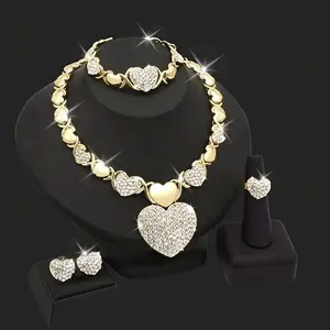 5PCS summer jewelry luxury goods women's jewelry set women's necklace bracelet earring ring set mother's day gift wedding party jewelry