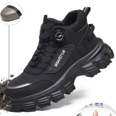 Unisex Safety Nonslip Work Shoes, Anti-Slip Rubber Sole, Steel Toe Cap, Waterproof and Durable Design, Ideal for Construction and Warehouse Use