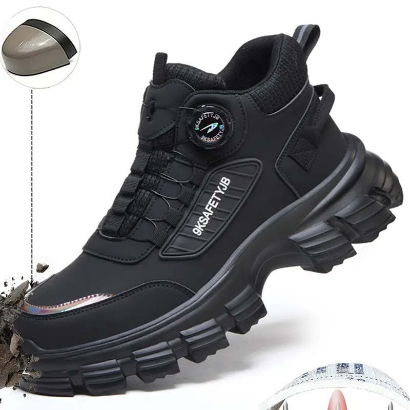 Unisex Safety Nonslip Work Shoes, Anti-Slip Rubber Sole, Steel Toe Cap, Waterproof and Durable Design, Ideal for Construction and Warehouse Use