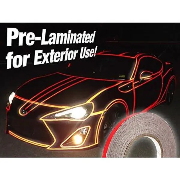 Automotive & Motorcycle Car Exterior Reflective Strips, 1cm x 3m (1x3m) Pre-Laminated Fine Line Detail Tape, Red for Interior/Exterior Use, 1X3 Meters