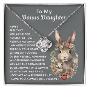 To My Bonus Daughter, Unbiological Daughter Gift, Step Daughter Jewelry, From Bonus Mom, From Bonus Dad, Birthday, Christmas Gift, Necklace With Message Card and Box, Gift for Birthday