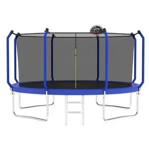 [Bellemave]12FT Trampoline with Basketball Hoop, ASTM Approved Reinforced Type Outdoor Trampoline with Enclosure Net