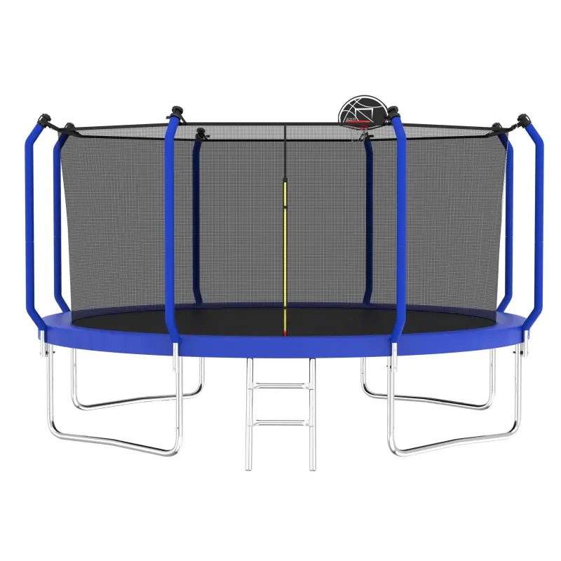 Bellemave 12FT Outdoor Trampoline with Safety Enclosure, Basketball Hoop, and Ladder, ASTM Approved Heavy-Duty Reinforced Steel Fitness Equipment for Kids & Family, Exercise Trampoline, Jump Trampoline