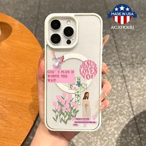 Premium Magnetic TPU Smartphone Case - Aesthetic Tulip Jesus Scripture Collage Casing for iPhone 11/12/13/14/15/16 & Pro Max, MagSafe Ready, Shockproof, Waterproof, Anti-Fall, Ultra-Thin, Mobile Tech Accessories for Everyday Use