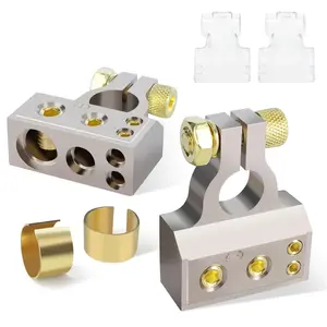 Battery Terminals, 2/4/8/10 Gauge Battery Terminal Connectors With Shims And Protective Covers For Car, Cable Ends, 1 pair