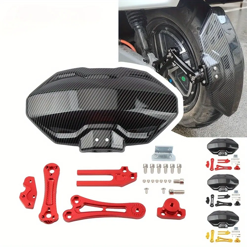 Motorcycle Adjustable Imitation Carbon Fiber Rear Wheel Fender Mudguard for Cafe Racer E-bike Scooter Moped Universal Parts ABS Material Lightweight Durable Easy Installation