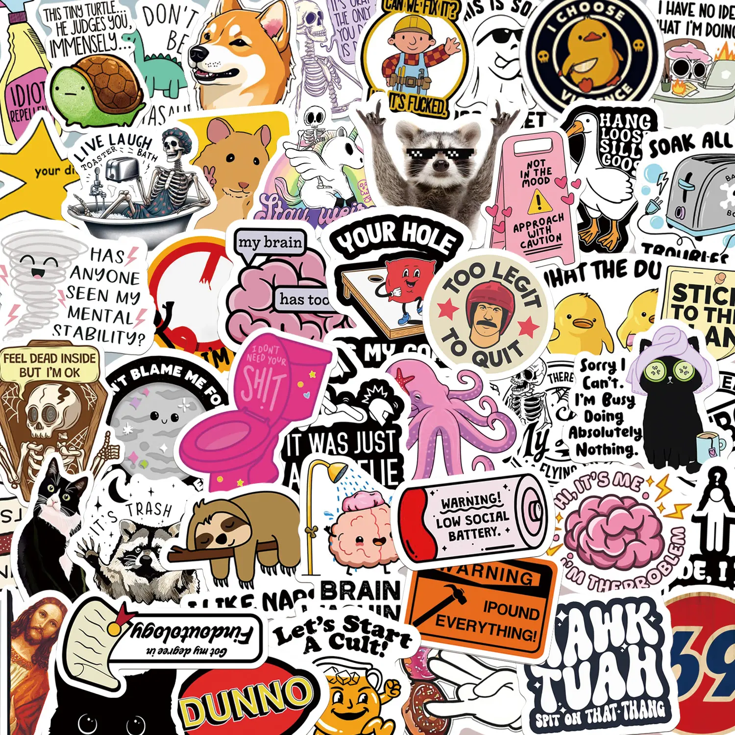 130PCS Funny Saying Sticker Pack - Snarky,Sarcastic Bold Humor Vinyl Waterproof Memestickers for laptop, computer, water bottle, ipad,phones bumper folding chair sticker pack