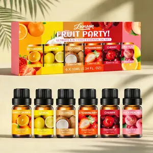 Fruity Fragrance Essential Oils Set, Aromatherapy Diffuser Oil, Essential Oil Gift Set Scented Oils for Diffuser Candle Making - Sweet Orange, Lemon, Coconut, Strawberry - Home Fragrances - Holiday & Valentine's Day Gift