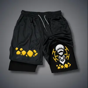 Anime Double-Layer Sports Shorts Graphic Shorts Black Shorts Camo Shorts Streetwear Shorts Men Outfits Men Short Shorts Vacation Outfits Shorts