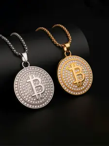Bitcoin Design Pendant Necklace, Fashion Jewelry for Party, Daily Clothing Decor, Trendy All-match & Exquisite Jewelry for Birthday Gift