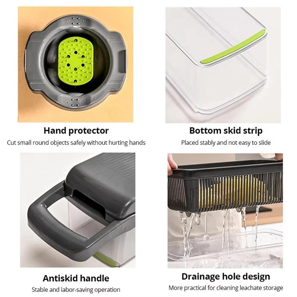 16 in 1 Multifunctional Vegetable Chopper Handle Food Grater Egg Liquid Separator Peeler Vegetable Slicer Dicer Kitchen Cutter