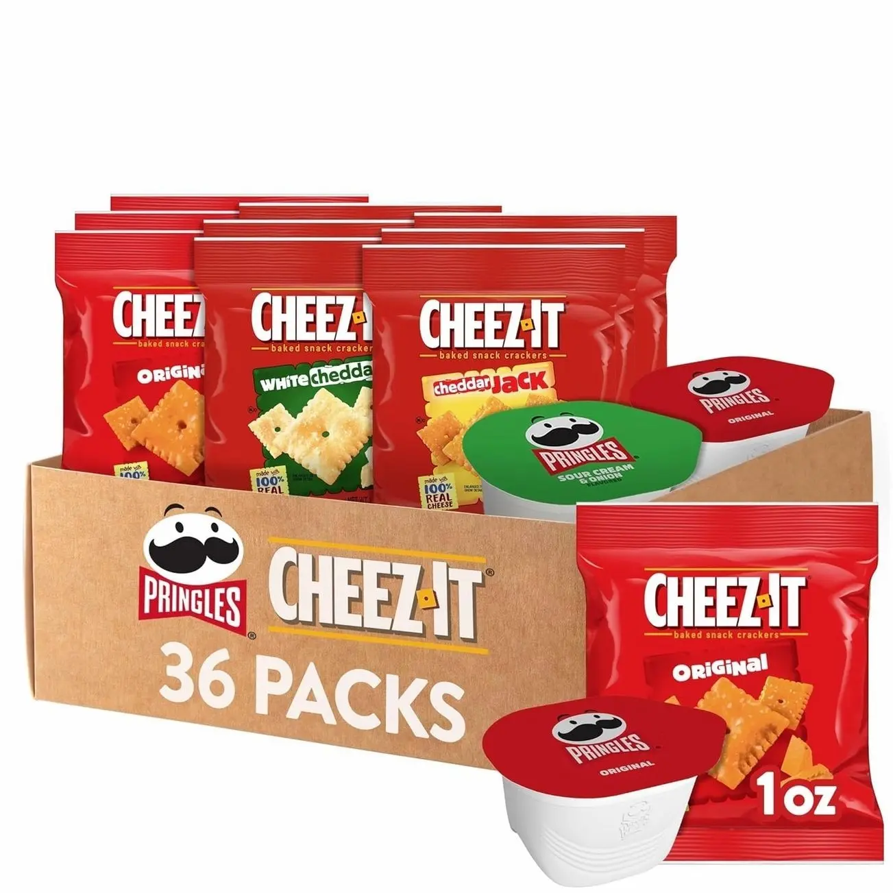 Pringles and Cheez-It Variety Pack, Lunch Snacks, Kids Snacks, Variety Pack (36 Count)