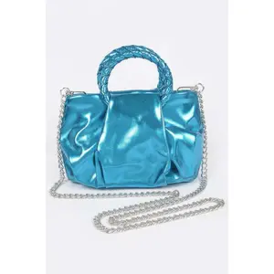 Metallic Top Handle Crossbody Bag  Green