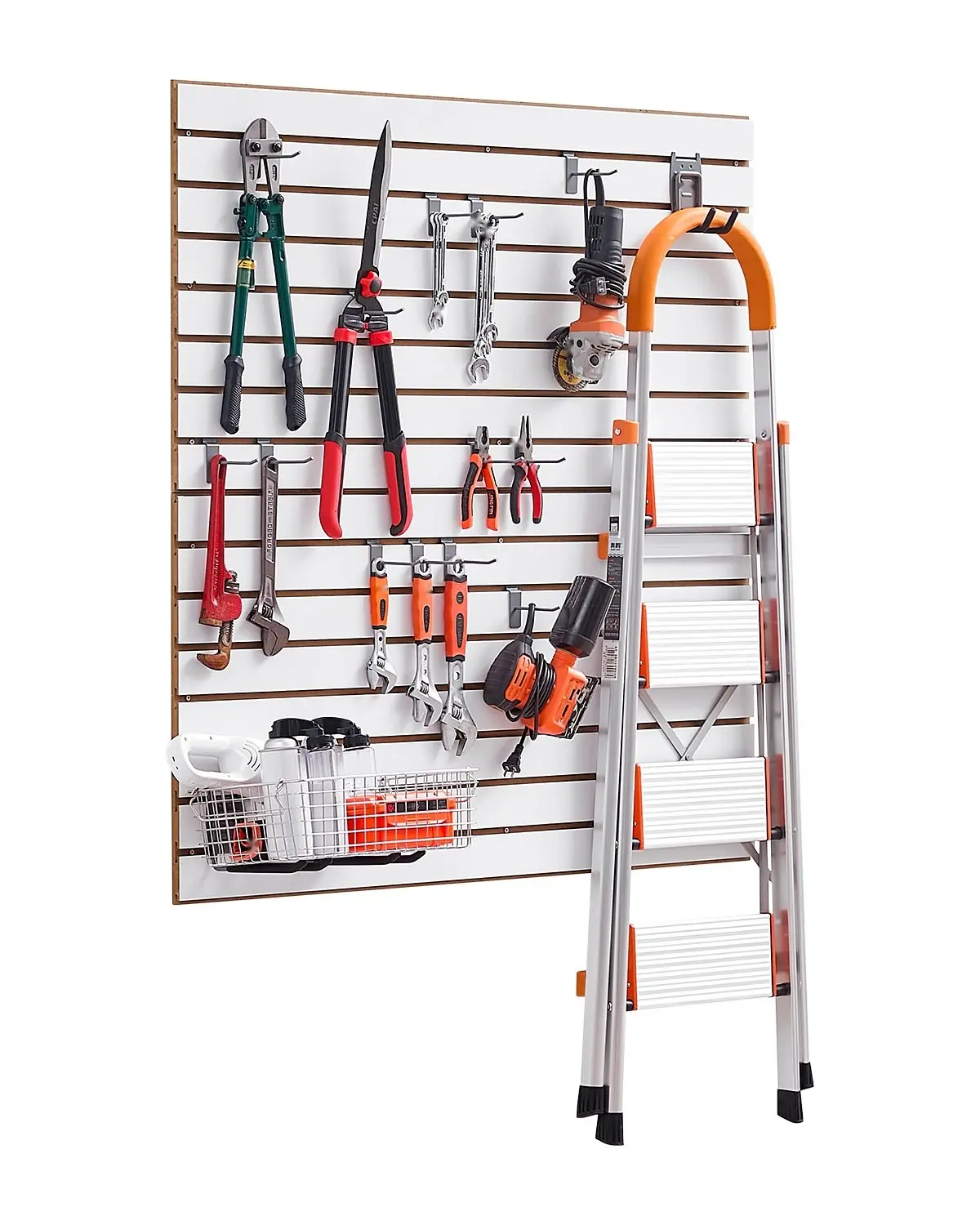 4 x 4 Ft Slat Wall Paneling MDF White Finish for Garage Organization, Slatwall System with Modular Design, Durable MDF Panels for Tool Storage, Easy Installation, Versatile Wall Organizer for Shelves, Hooks, Bins, and Racks
