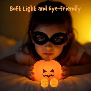 Halloween Pumpkin Night Light, Halloween Decorations Outdoor,Mini LED Pumpkin Lamp with 3 Level Dimmable, Nursery Nightlight for Kids, Silicone Rechargeable Bedside Touch Lamp, for Kids TikTokShopHolidayHaul