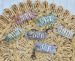 Personalized Glitter Acrylic Keychain, Bag Tag, Lunchbox, Water Bottle and more!