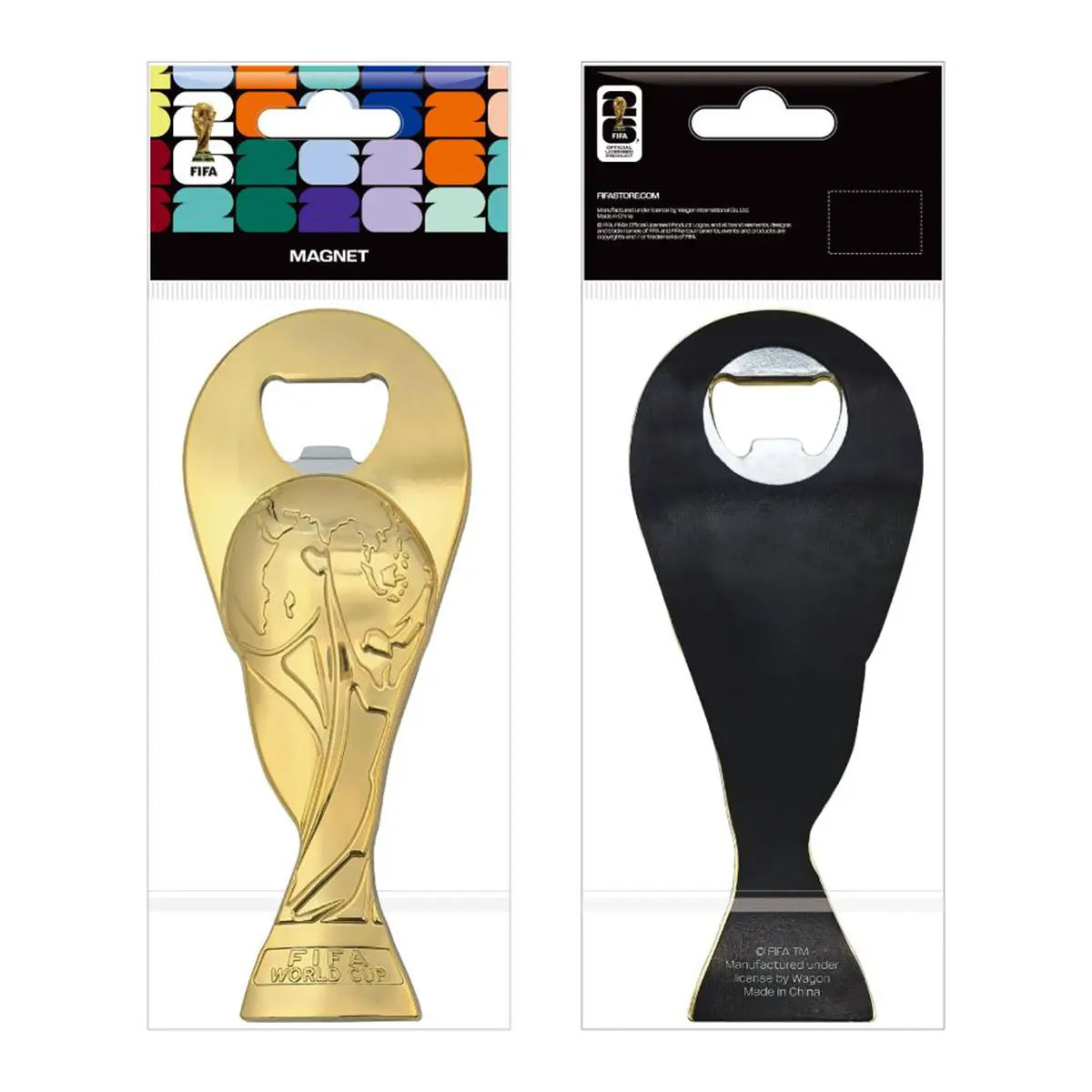 MINISO × FIFA World Cup 2026 Trophy Magnetic Bottle Opener Fridge Magnet, 2-in-1 Souvenir Collectible, Soccer Fan Gift, Metal Gold Decor for Kitchen & Bar