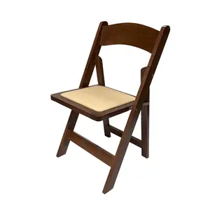 2pcs FeliChair classic wood folding chair with detachable high quality vinyl seat pad, perfect for Event, wedding, party or family gathering fold chair, Fruitwood stylish  chair